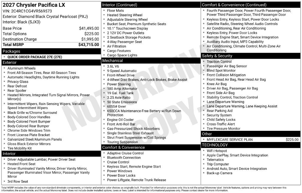New 2027 Chrysler Pacifica LX FWD image 7