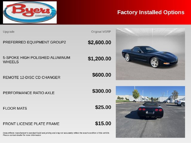Used 2001 Chevrolet Corvette Convertible w/ Preferred Equipment Group2 RWD image 10