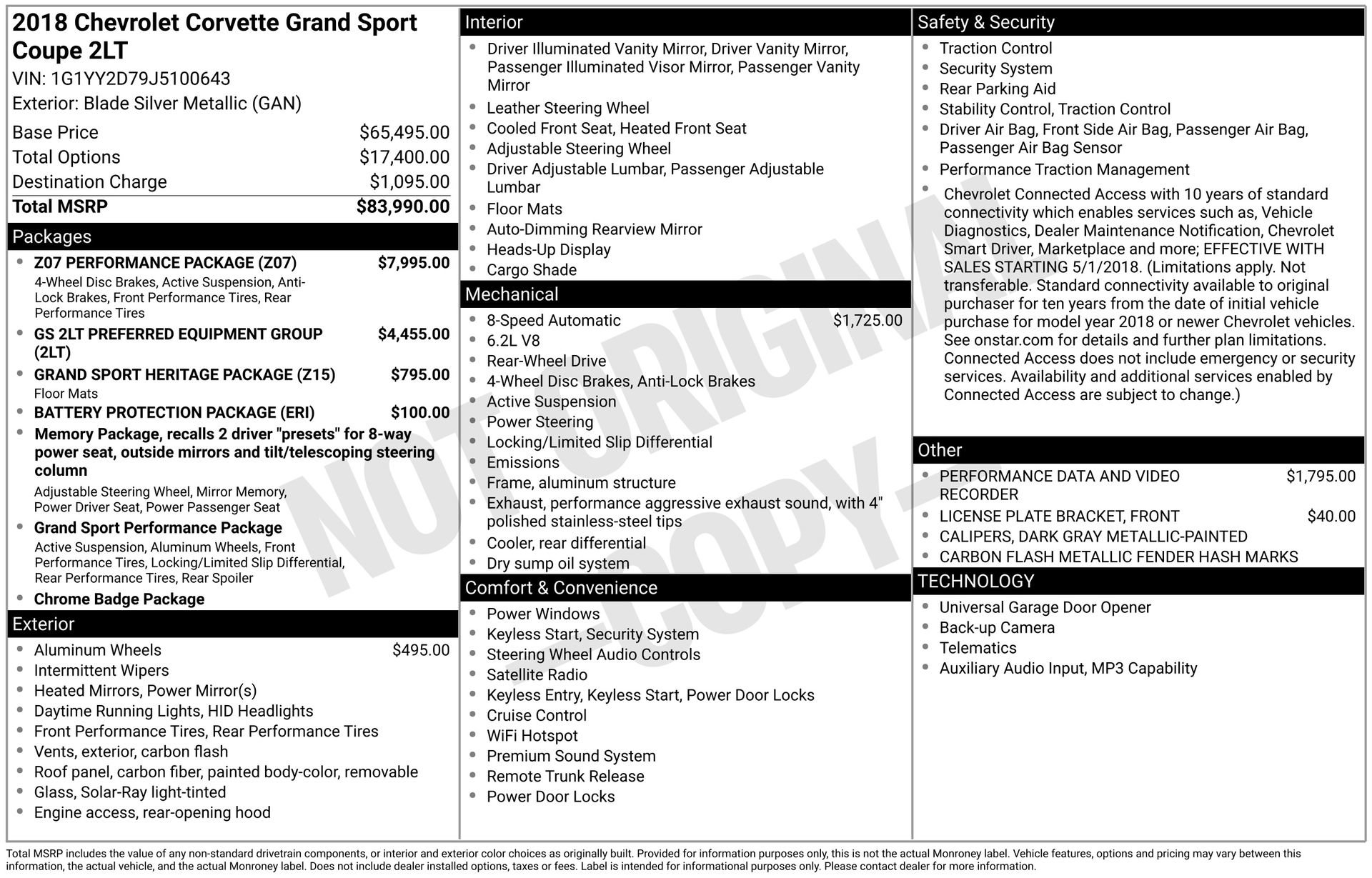 Used 2018 Chevrolet Corvette Grand Sport w/ Z07 Performance Package RWD image 4