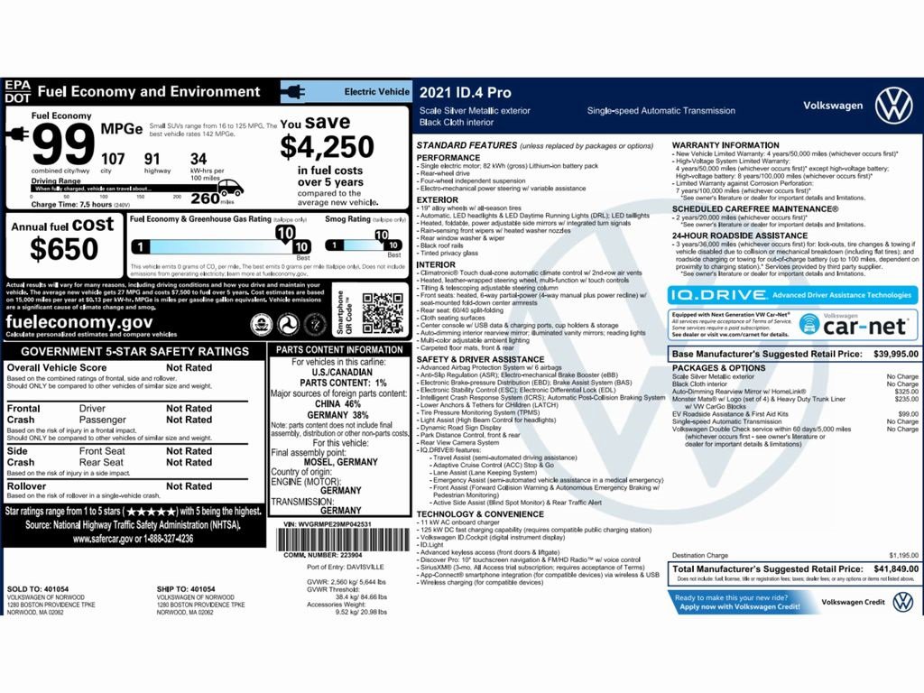Used 2021 Volkswagen ID.4 Pro image 2
