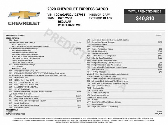 Used 2020 Chevrolet Express 2500 w/ Enhanced Convenience Package RWD image 3