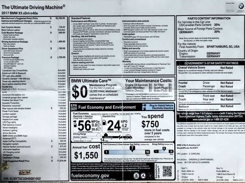 Used 2017 BMW X5 xDrive40e image 52
