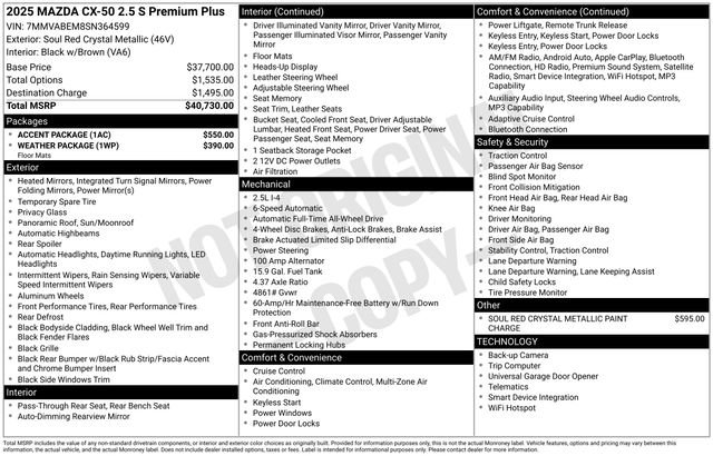 Used 2025 MAZDA CX-50 AWD 2.5 S w/ Accent Package image 37
