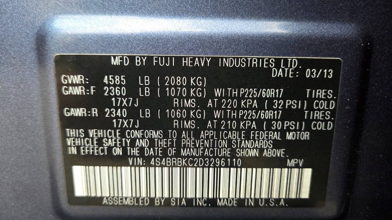 Used 2013 Subaru Outback 2.5i Limited w/ Moonroof Pkg AWD/4WD image 44