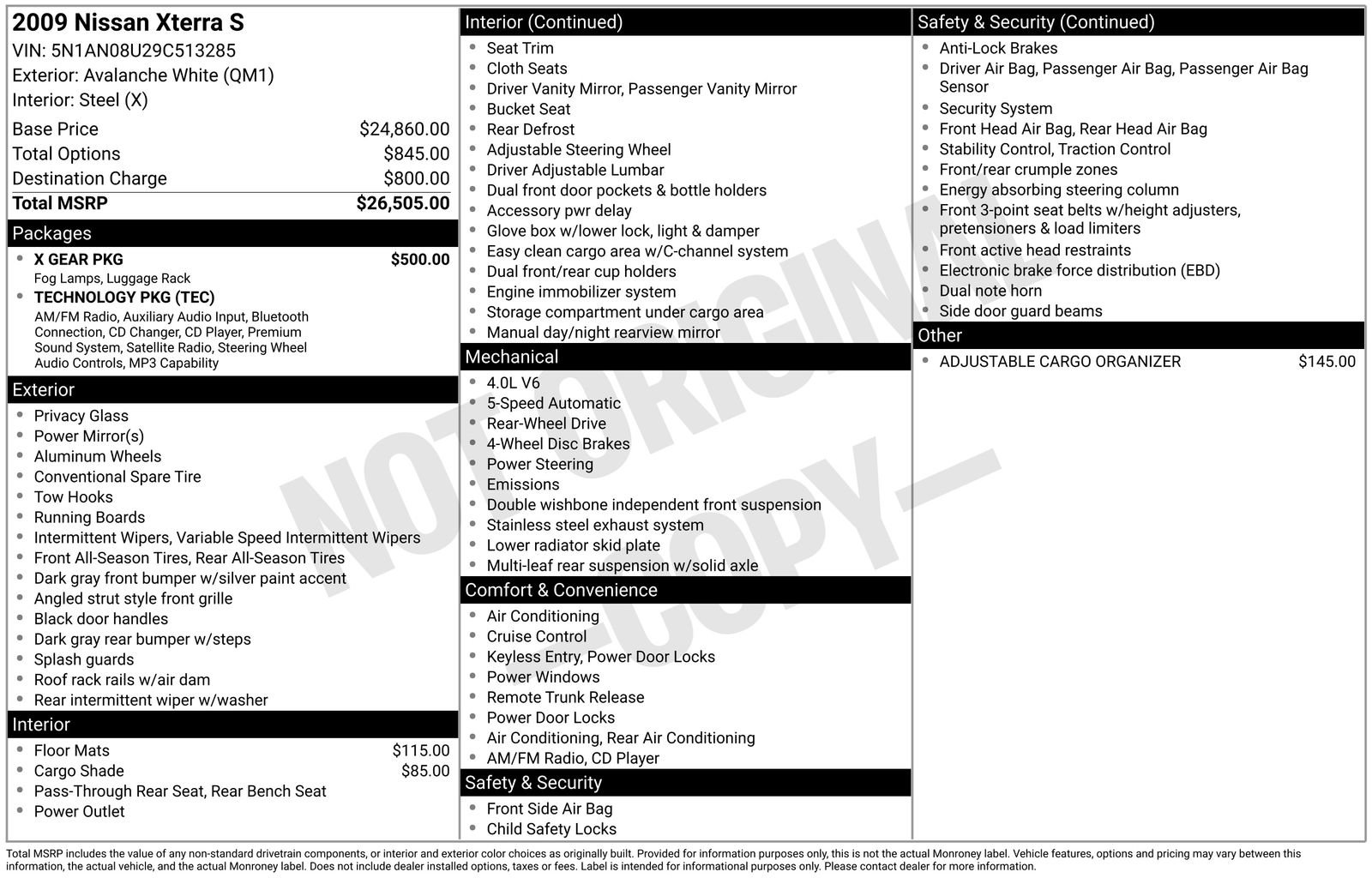 Used 2009 Nissan Xterra S w/ X Gear Pkg