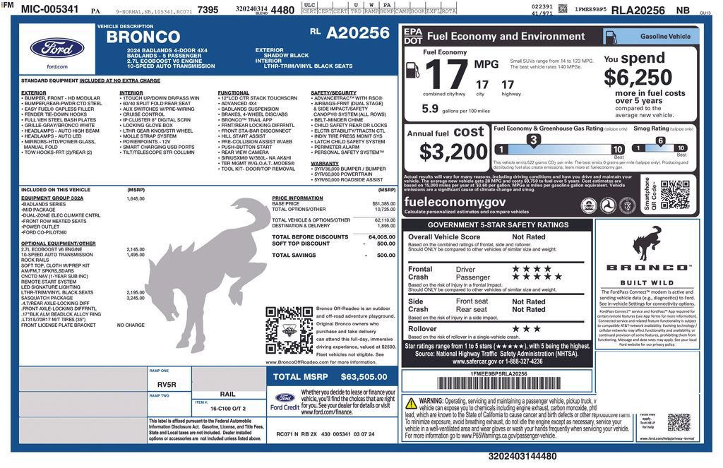Used 2024 Ford Bronco Badlands w/ Sasquatch Package AWD/4WD image 6