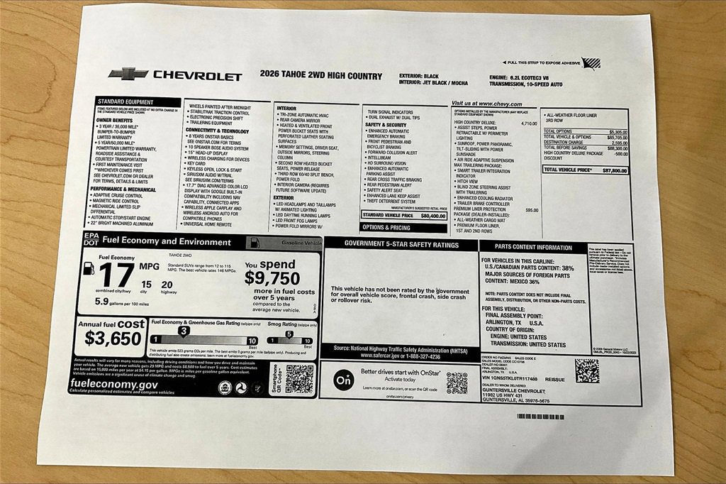 New 2026 Chevrolet Tahoe High Country image 14