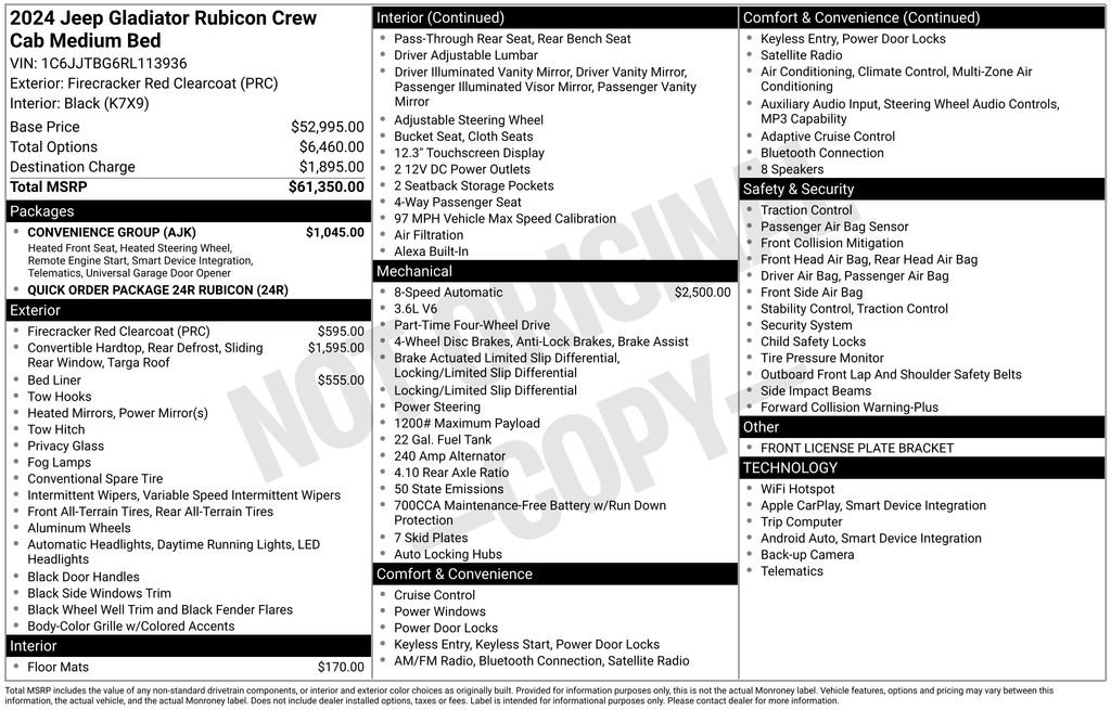 Used 2024 Jeep Gladiator Rubicon w/ Convenience Group image 36