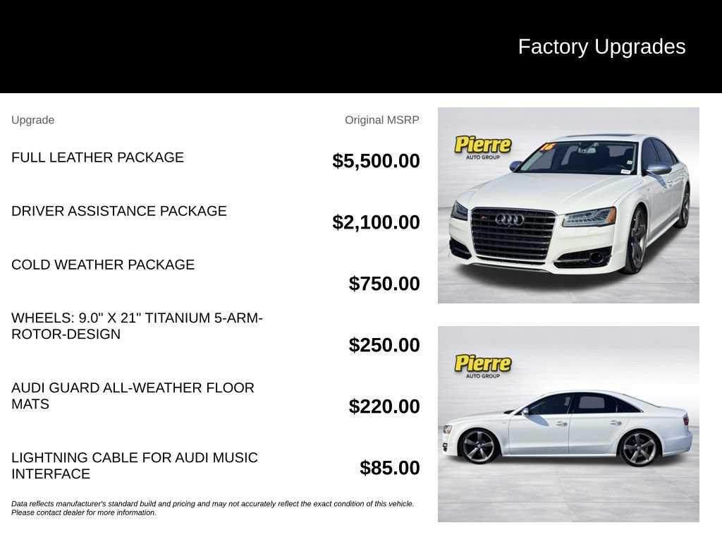 Used 2016 Audi S8 w/ Full Leather Package AWD/4WD image 13