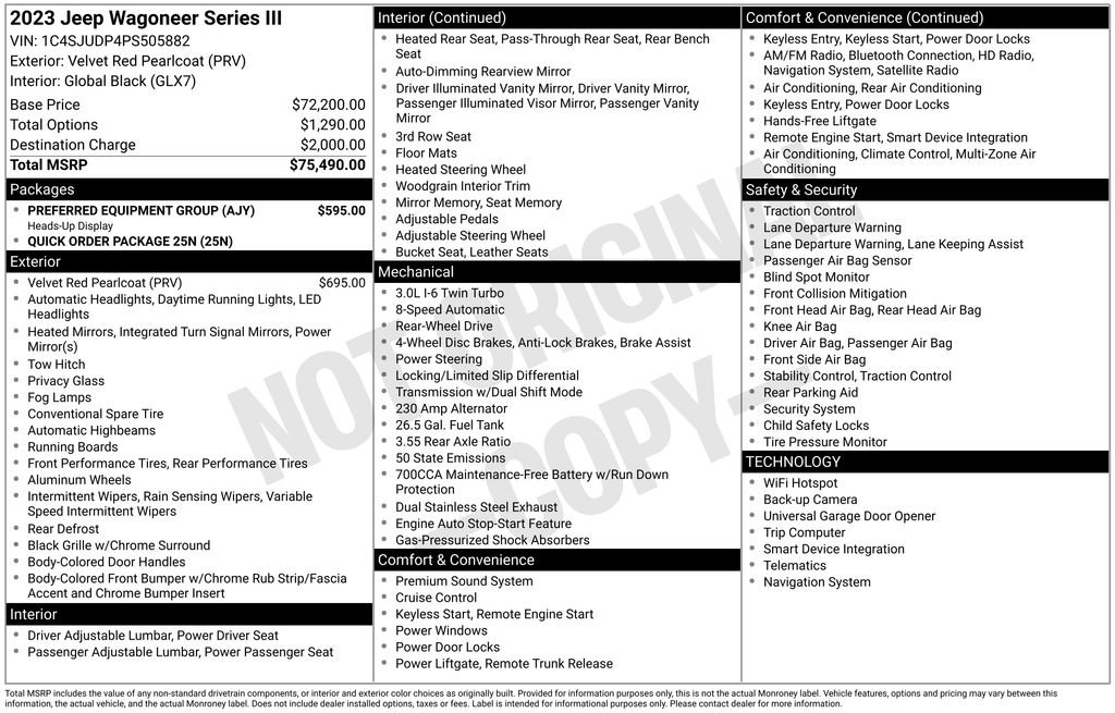 Used 2023 Jeep Wagoneer Series III w/ Preferred Equipment Group RWD image 5