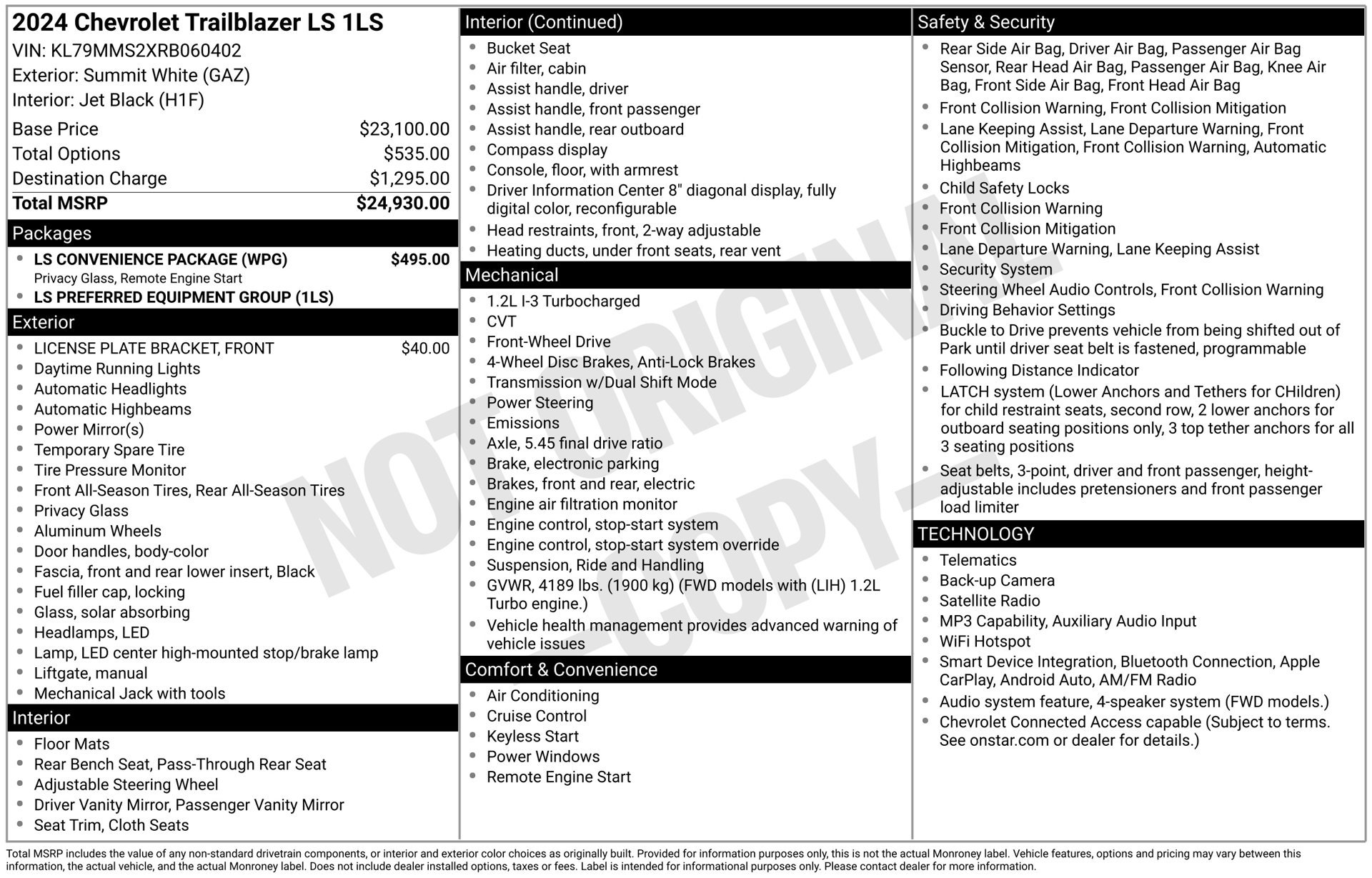 Used 2024 Chevrolet TrailBlazer LS w/ LS Convenience Package FWD image 4