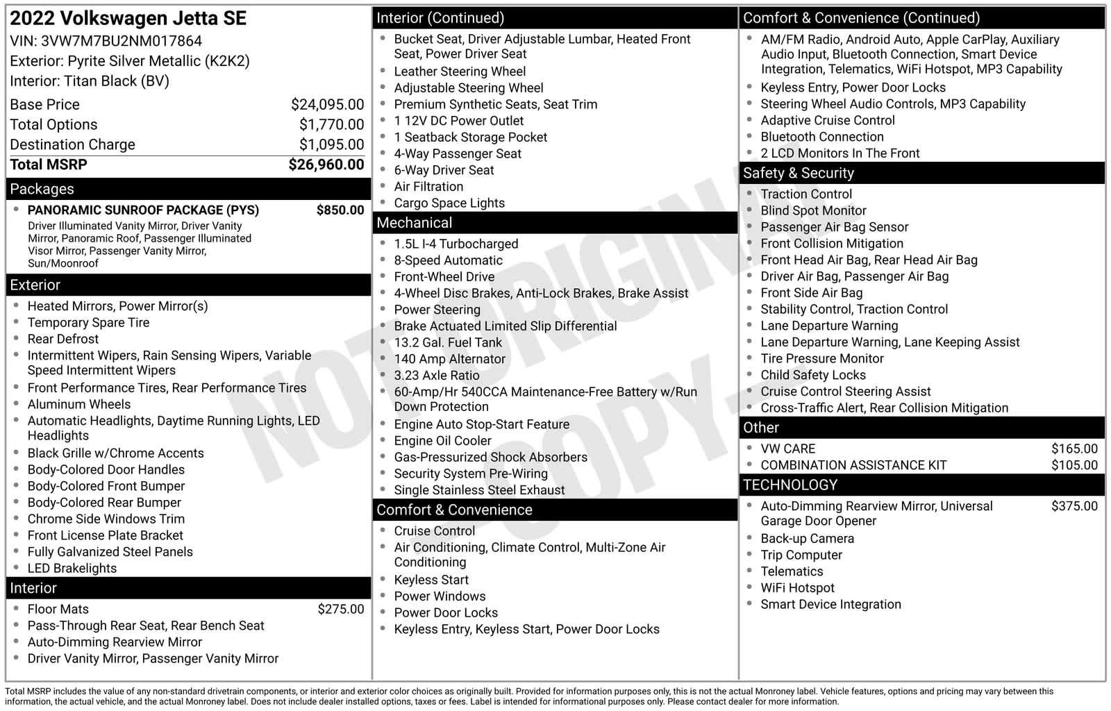 Used 2022 Volkswagen Jetta SE w/ Panoramic Sunroof Package FWD image 35