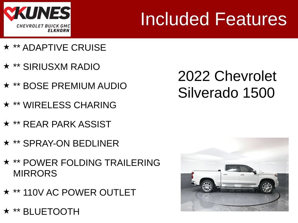 Used 2022 Chevrolet Silverado 1500 High Country w/ High Country Premium Package AWD/4WD image 3