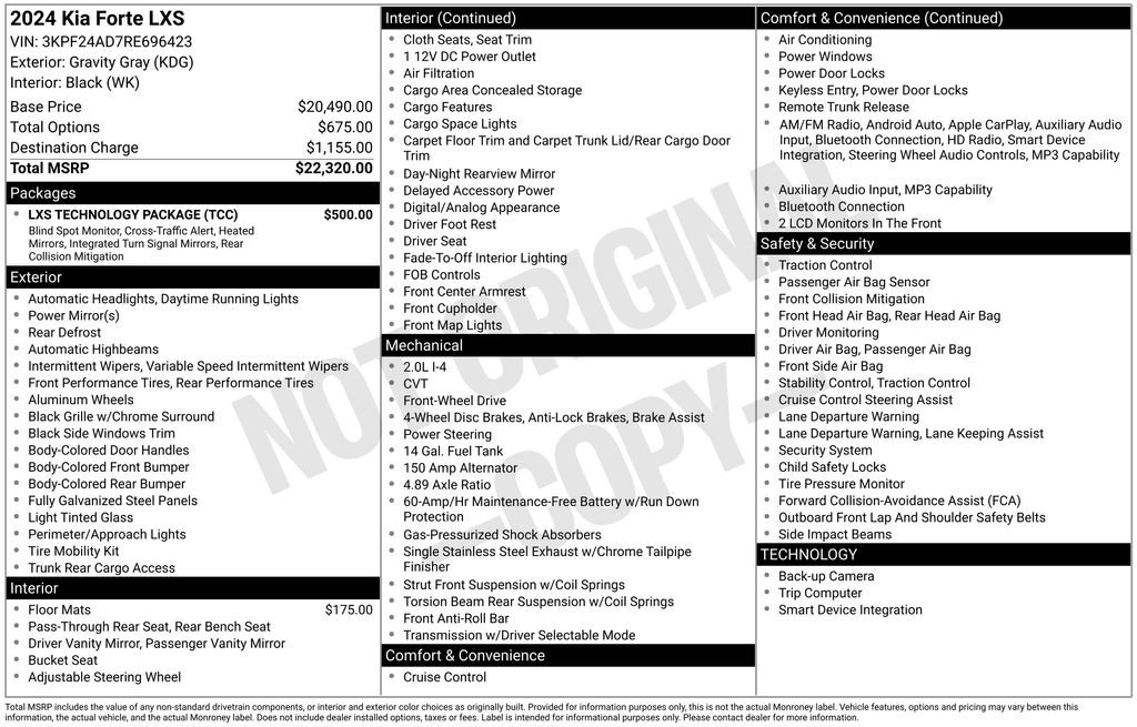 Used 2024 Kia Forte LXS w/ LXS Technology Package FWD image 11