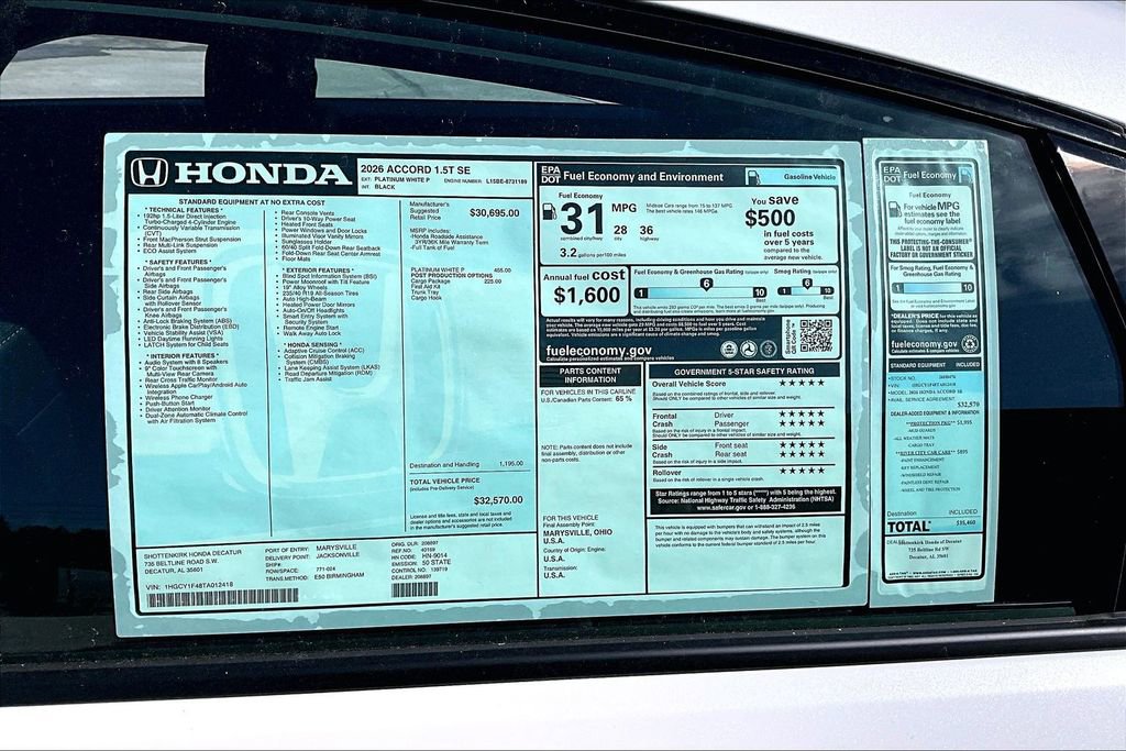 New 2026 Honda Accord SE image 13