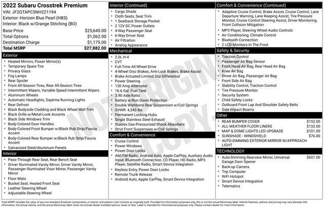 Used 2022 Subaru Crosstrek 2.0i Premium image 33