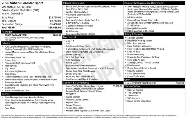 Used 2026 Subaru Forester Sport w/ Sport Package AWD/4WD image 3