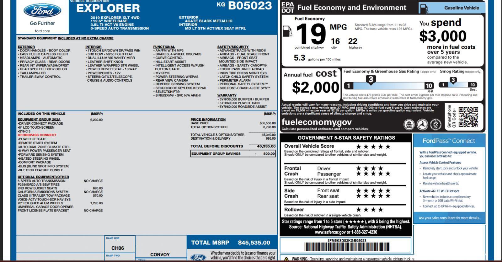 Used 2019 Ford Explorer XLT w/ Equipment Group 202A image 4