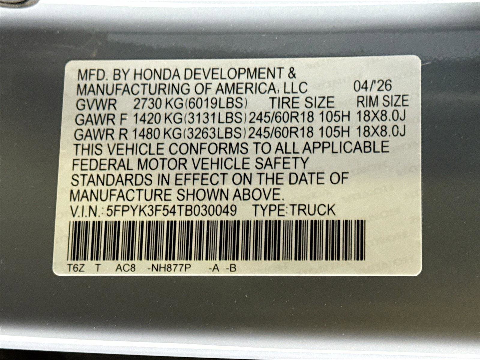 New 2026 Honda Ridgeline RTL image 22