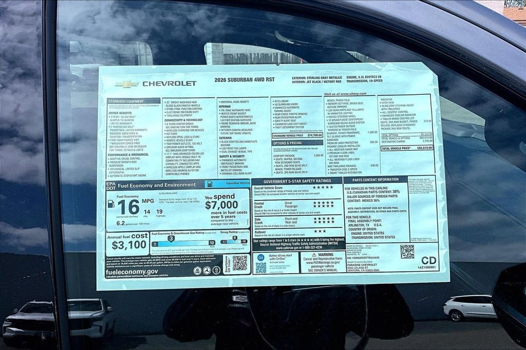 New 2026 Chevrolet Suburban RST w/ Comfort Package AWD/4WD image 12