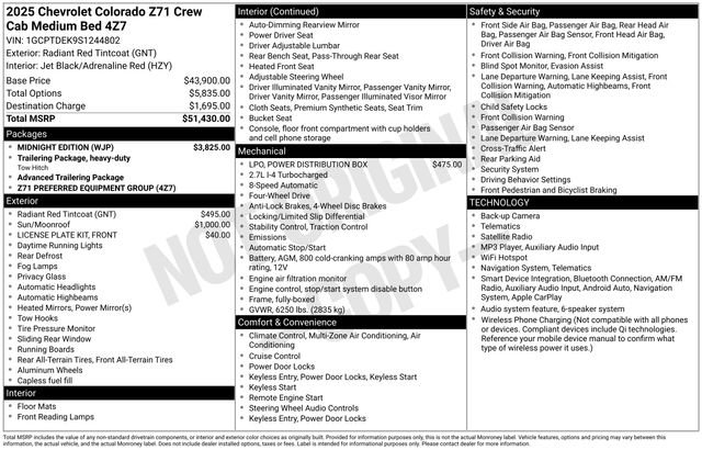 Used 2025 Chevrolet Colorado Z71 w/ Midnight Edition AWD/4WD image 33