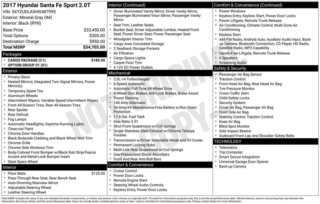 Used 2017 Hyundai Santa Fe Sport 2.0T w/ Cargo Package image 32