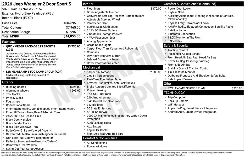 New 2026 Jeep Wrangler Sport S image 3