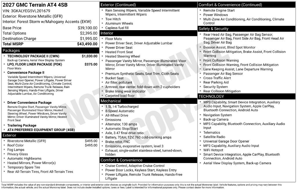 New 2027 GMC Terrain AT4 w/ Technology Package II AWD/4WD image 3