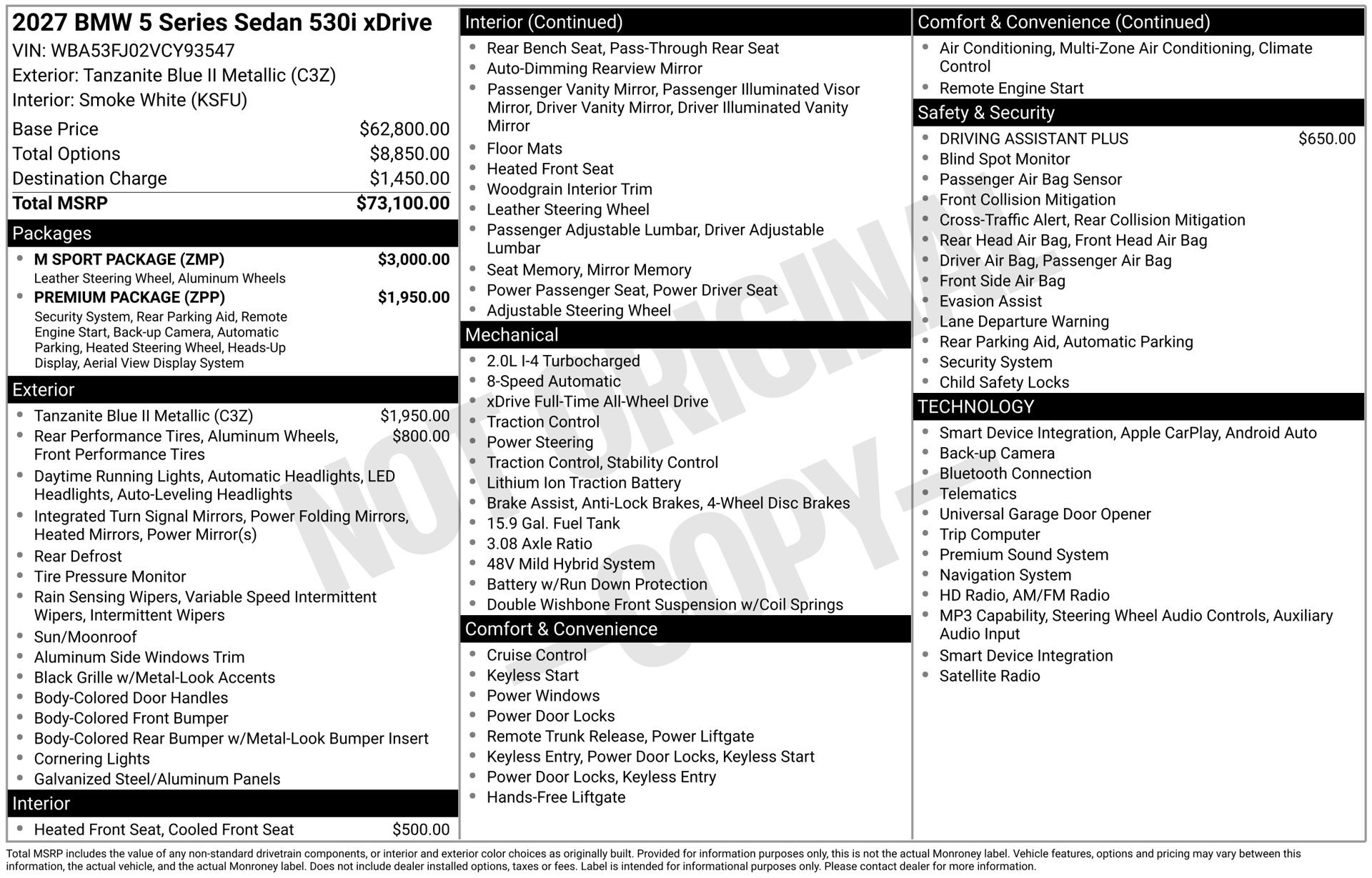 New 2027 BMW 530i xDrive w/ M Sport Package AWD/4WD image 11