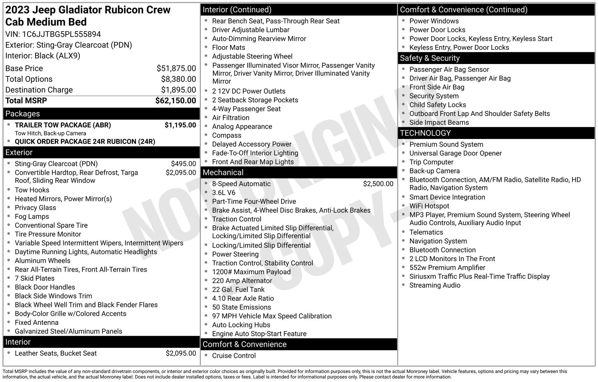 Used 2023 Jeep Gladiator Rubicon w/ Trailer Tow Package AWD/4WD image 43