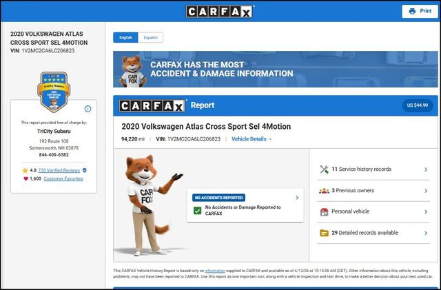 Used 2020 Volkswagen Atlas Cross Sport SEL image 11