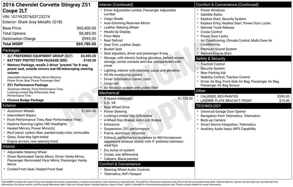 Used 2016 Chevrolet Corvette Stingray Coupe w/ 2LT Preferred Equipment Group image 2