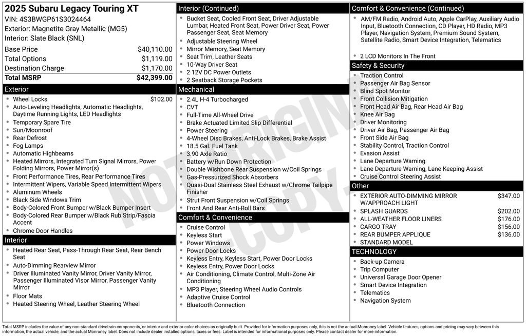 Certified 2025 Subaru Legacy Touring XT AWD/4WD image 28