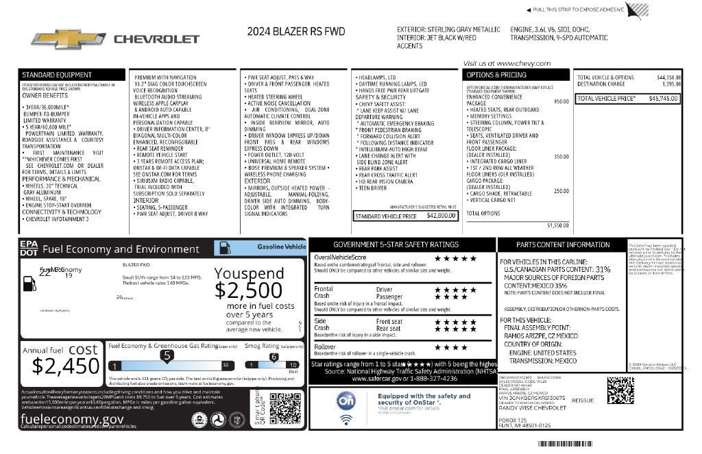 Used 2024 Chevrolet Blazer RS w/ Enhanced Convenience Package FWD image 12