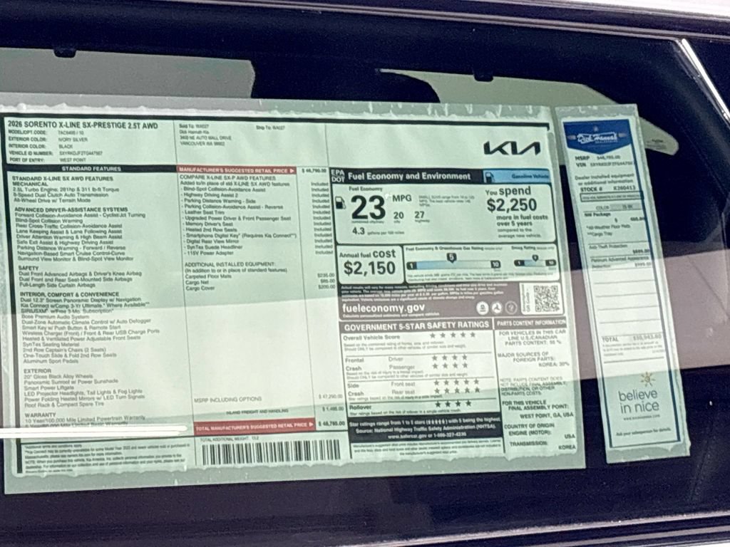 New 2026 Kia Sorento SX Prestige AWD/4WD image 25