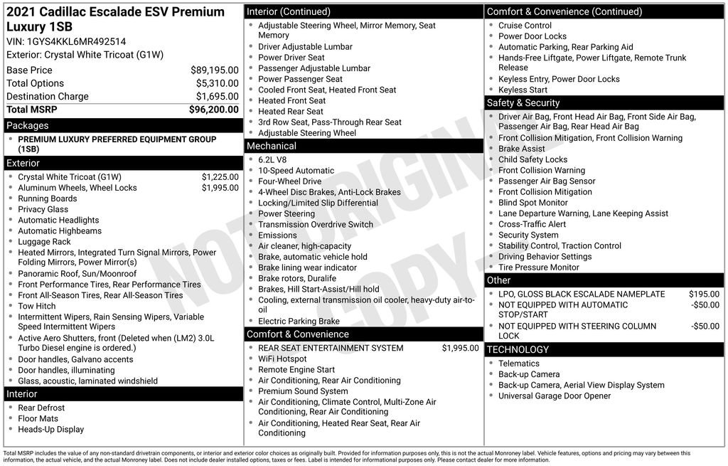 Used 2021 Cadillac Escalade ESV Premium Luxury AWD/4WD image 45