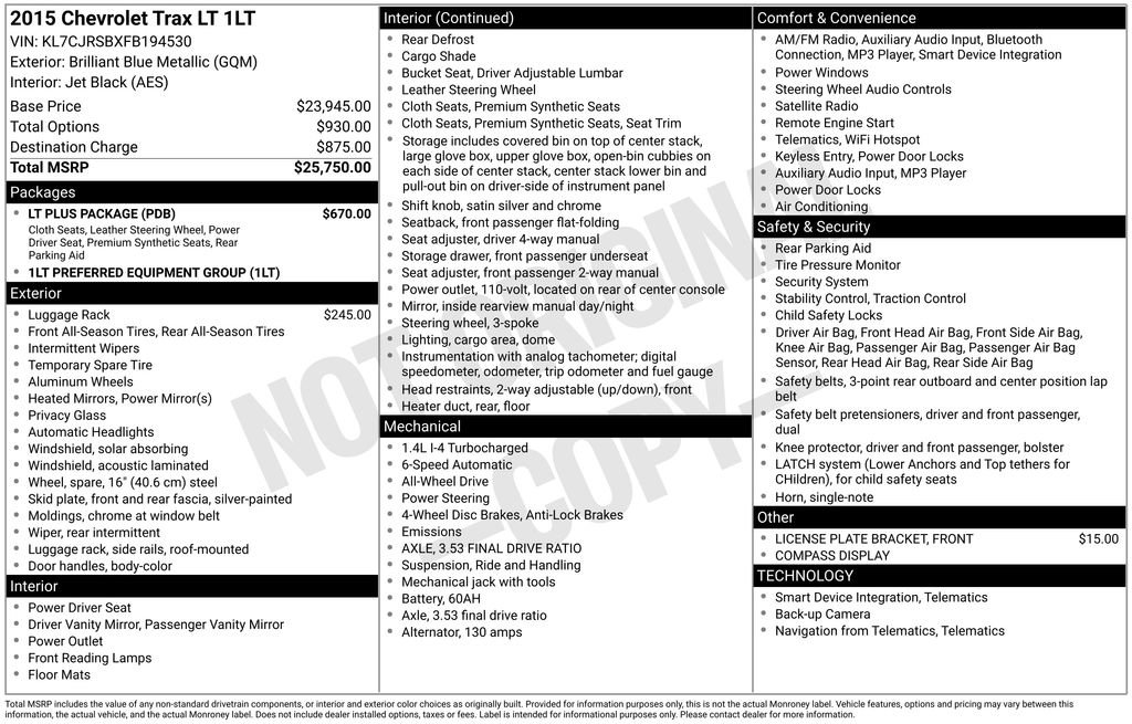 Used 2015 Chevrolet Trax LT w/ LT Plus Package image 3