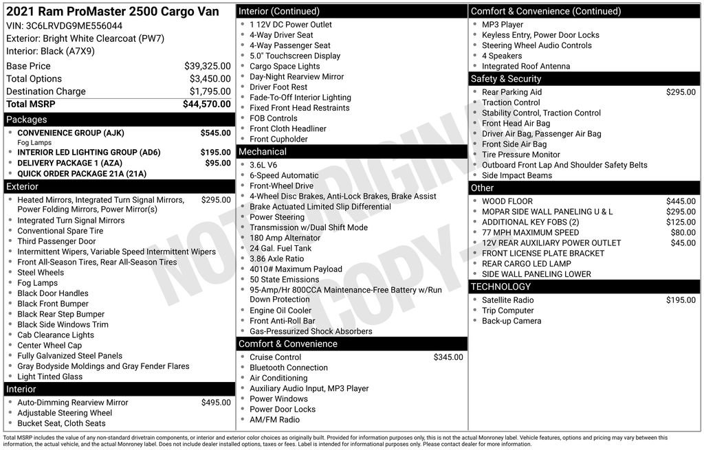 Used 2021 RAM ProMaster 2500 w/ Convenience Group FWD image 11