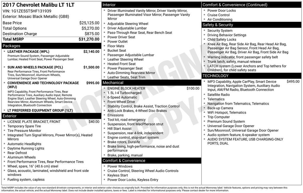 Used 2017 Chevrolet Malibu LT w/ Leather Package FWD image 41