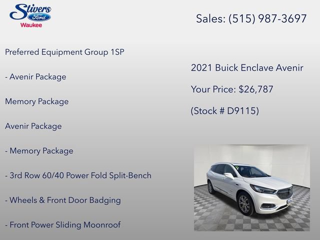 Used 2021 Buick Enclave Avenir w/ LPO, Floor Liner Package FWD image 8