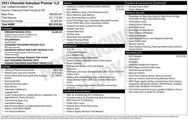 Used 2021 Chevrolet Suburban Premier w/ Premium Package AWD/4WD image 20