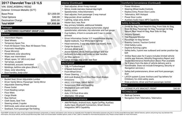 Used 2017 Chevrolet Trax LS image 33