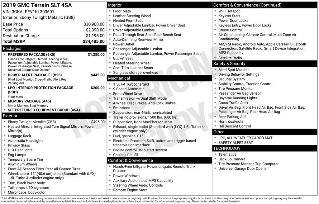 Used 2019 GMC Terrain SLT w/ Preferred Package image 41