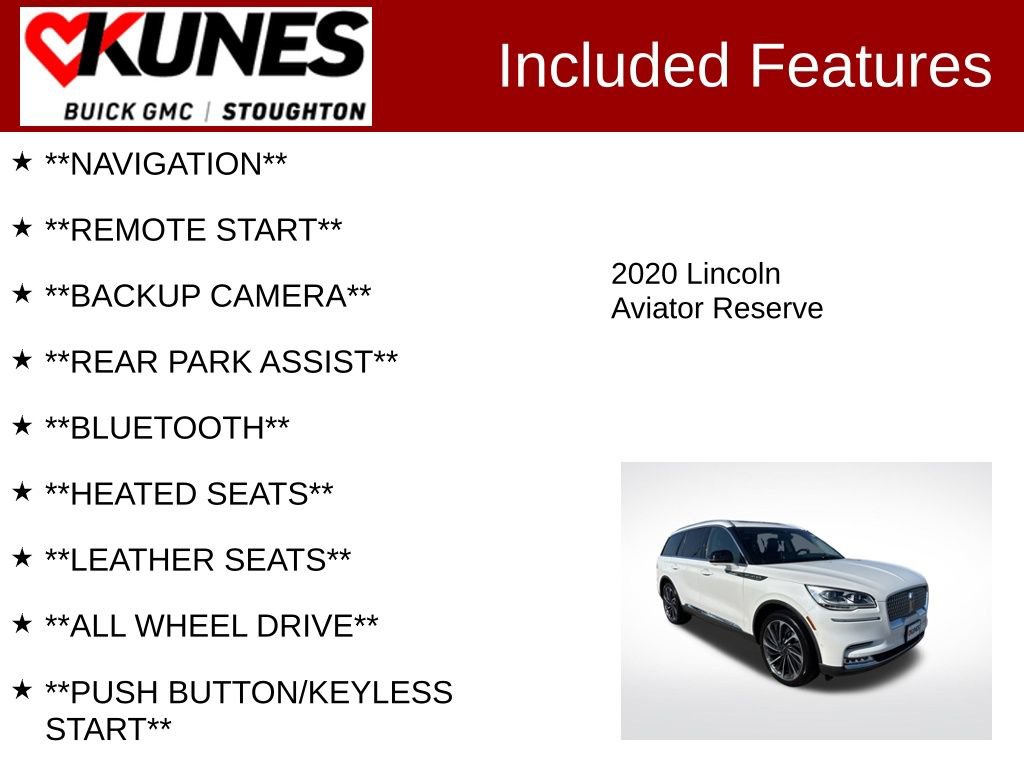 Used 2020 Lincoln Aviator Reserve w/ Equipment Group 202A image 2