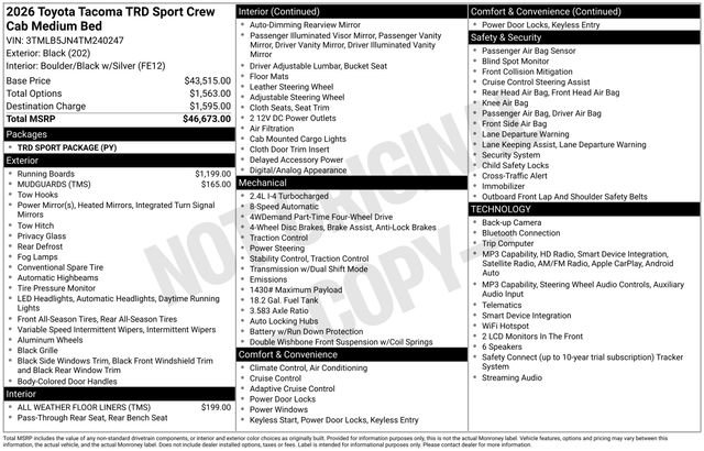 New 2026 Toyota Tacoma TRD Sport image 30