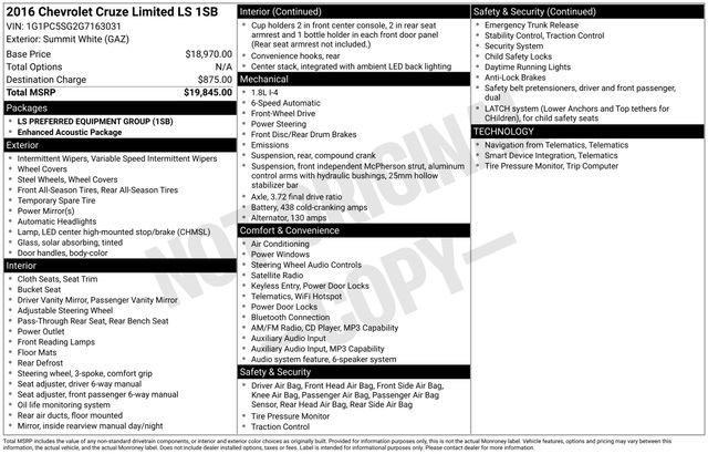 Used 2016 Chevrolet Cruze LS FWD image 10