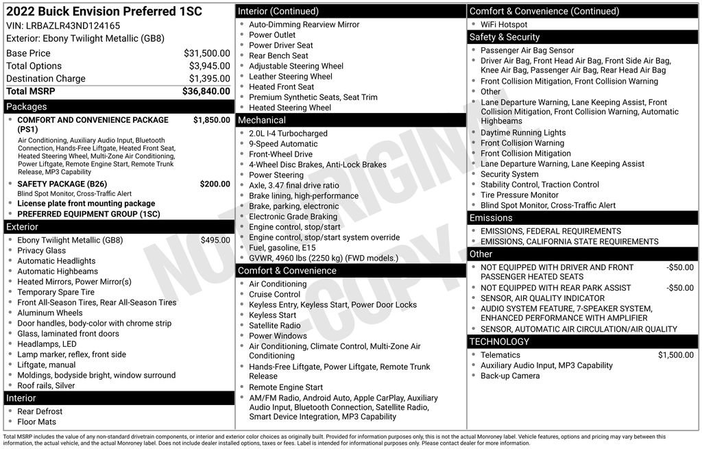 Used 2022 Buick Envision Preferred image 6