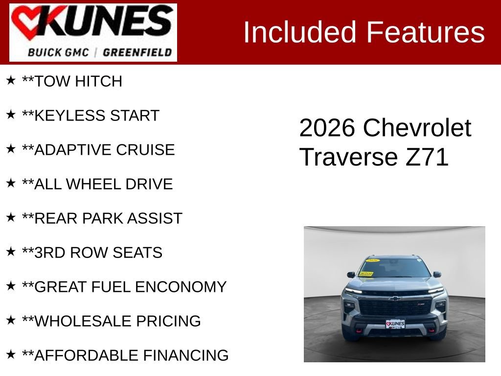 Used 2026 Chevrolet Traverse Z71 w/ Driver Confidence Package AWD/4WD image 3