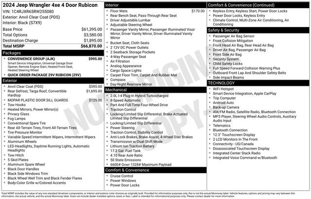 Used 2024 Jeep Wrangler Unlimited Rubicon 4xe w/ Convenience Group AWD/4WD image 28