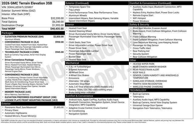 New 2026 GMC Terrain Elevation w/ Elevation Premium Package AWD/4WD image 26